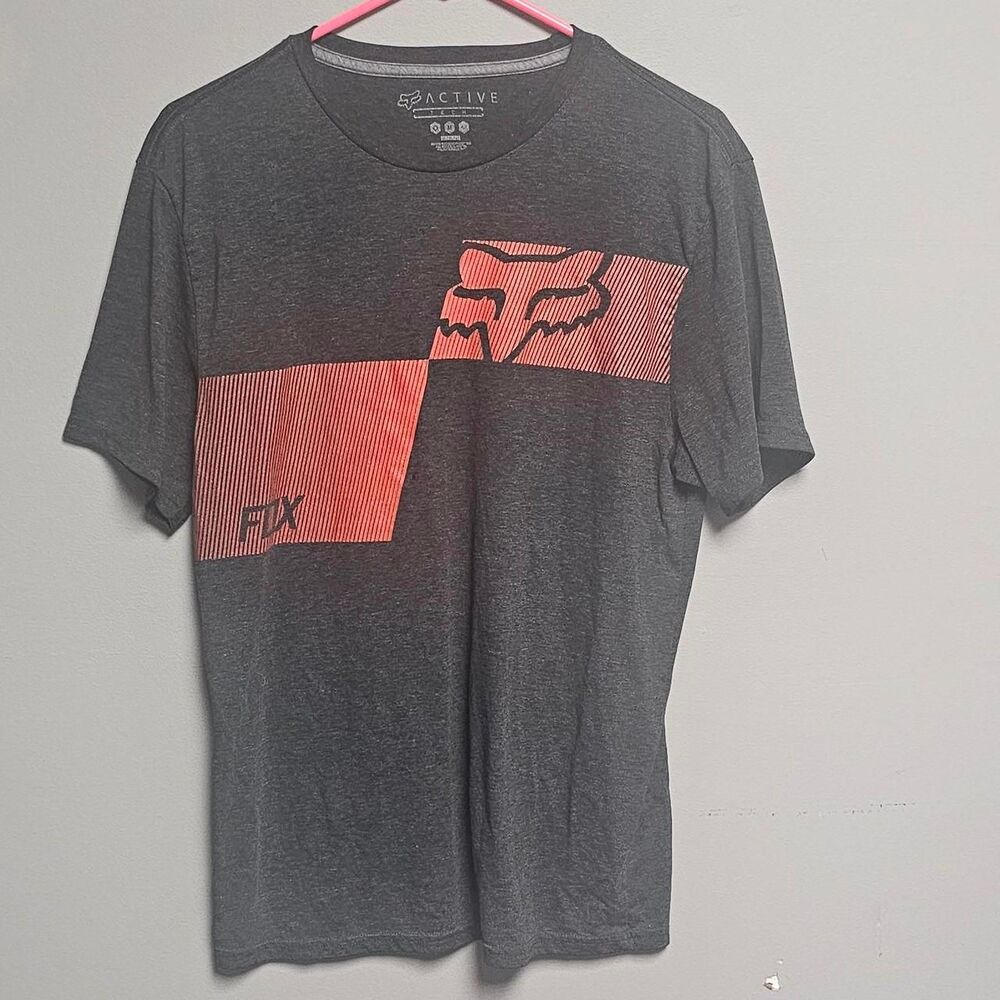Fox-racing Men's Grey and Black T-shirt